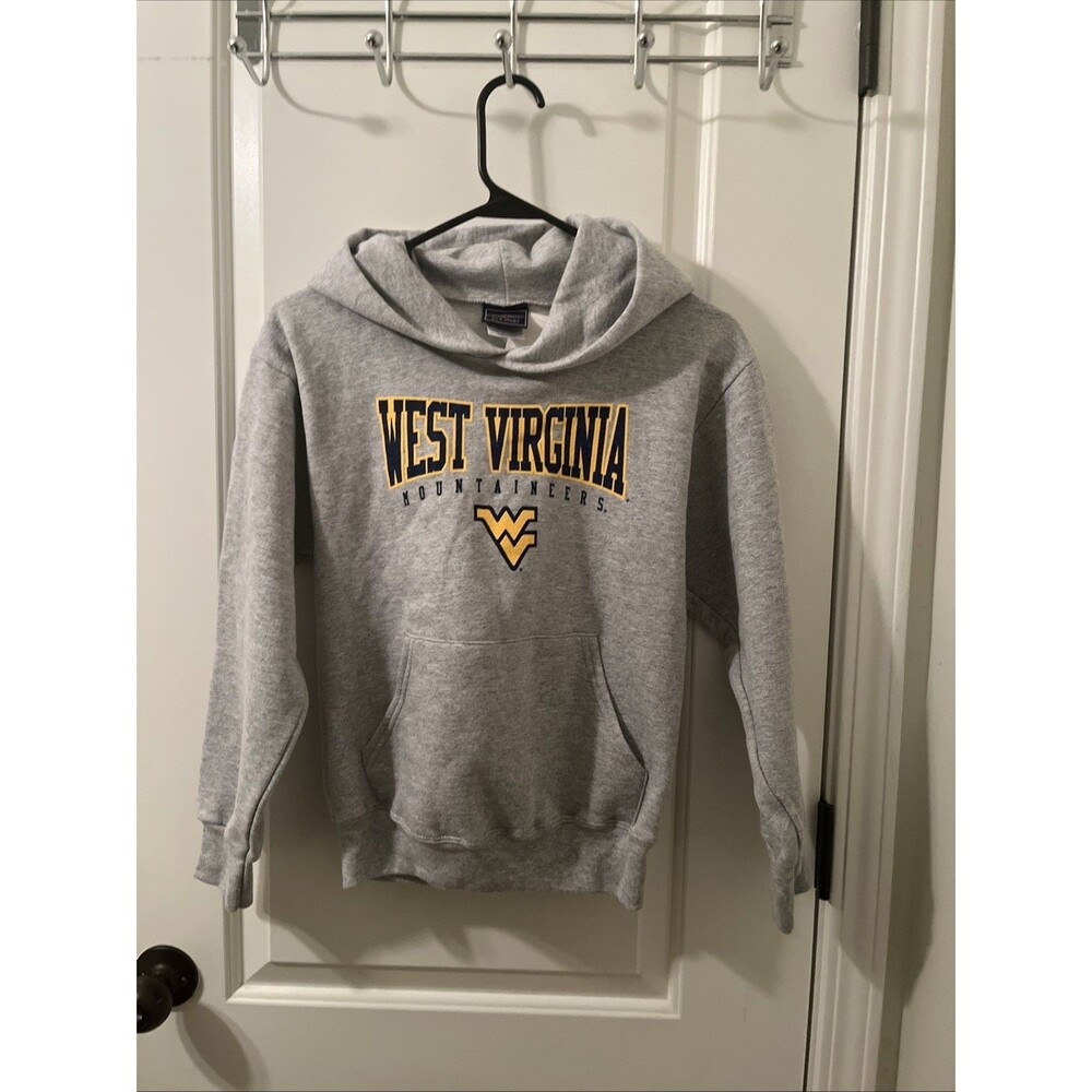 West Virginia Mountaineers Boys Hoodie Sweatshirt Size Medium Gray